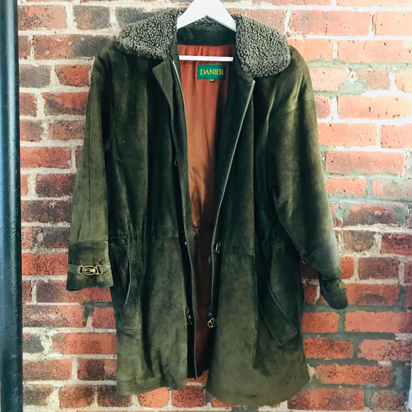 Green Suede Leather Coat 